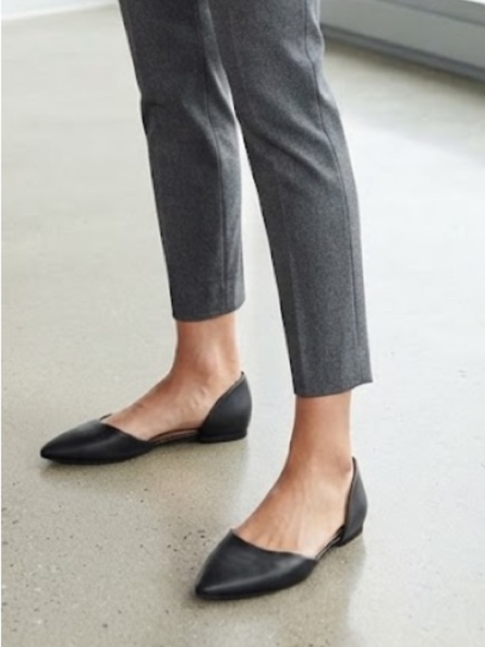 J.Jill D'Orsay Leather Flats Black Pointed Toe Women's Size 10